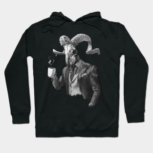 Humanoid Ram Skull in a Suit Hoodie